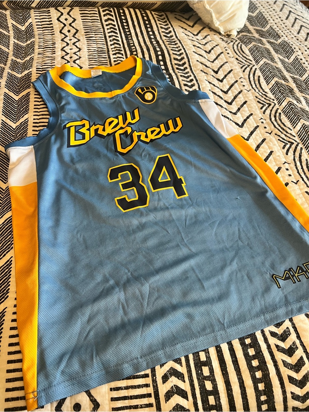 Brew Crew #34 Blue & Yellow Basketball Jersey